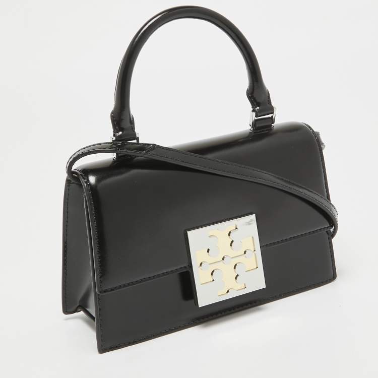 Pre Owned Tory Burch Black Glossy Leather Mini Bon Bon Top Handle Bag