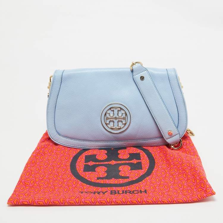 Pre Owned Tory Burch Blue Leather Amanda Crossbody Bag