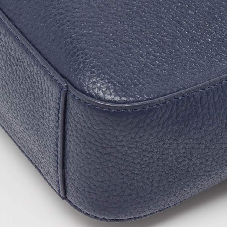 Pre Owned Tory Burch Navy Blue Leather Camera Tassel Crossbody Bag