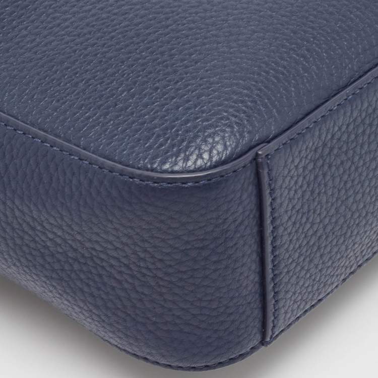 Pre Owned Tory Burch Navy Blue Leather Camera Tassel Crossbody Bag