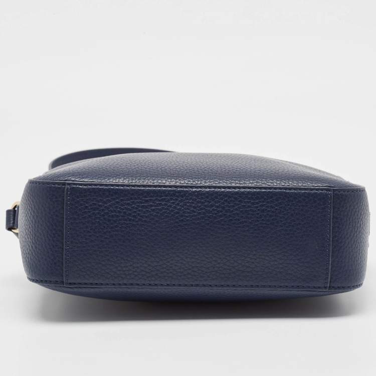 Pre Owned Tory Burch Navy Blue Leather Camera Tassel Crossbody Bag