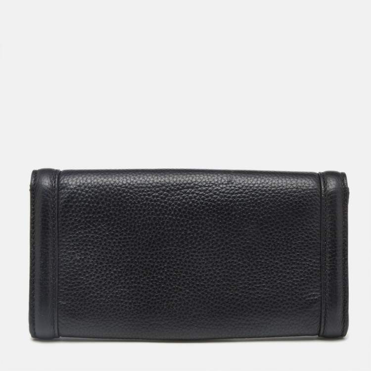 Pre Owned Tory Burch Black Leather Amanda Flap Continental Wallet