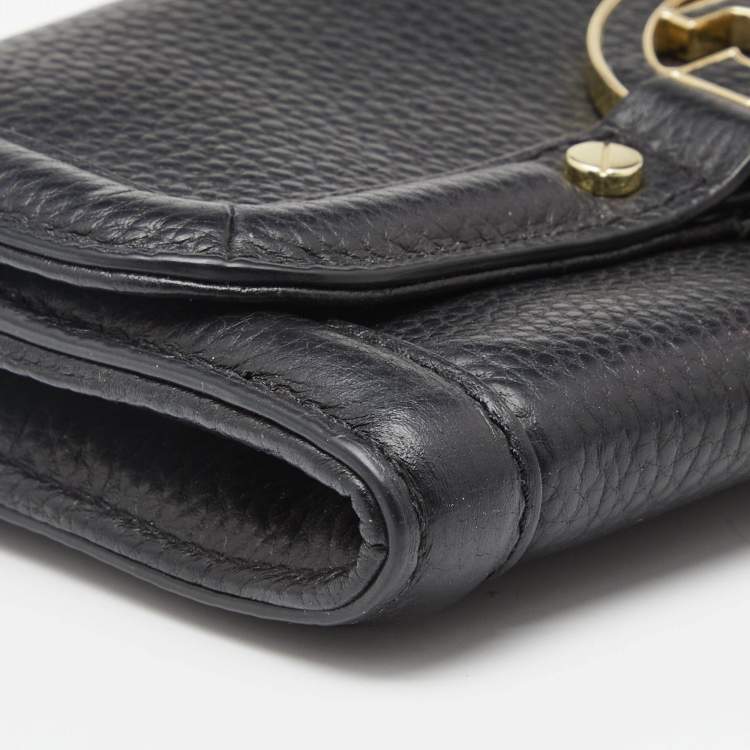 Pre Owned Tory Burch Black Leather Amanda Flap Continental Wallet