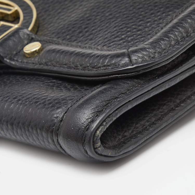 Pre Owned Tory Burch Black Leather Amanda Flap Continental Wallet