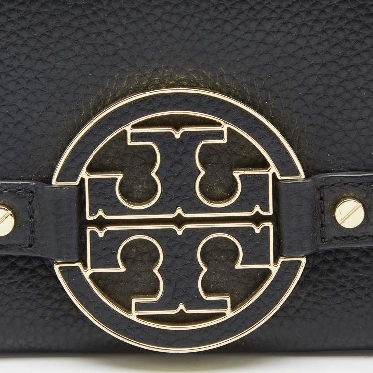 Pre Owned Tory Burch Black Leather Amanda Flap Continental Wallet