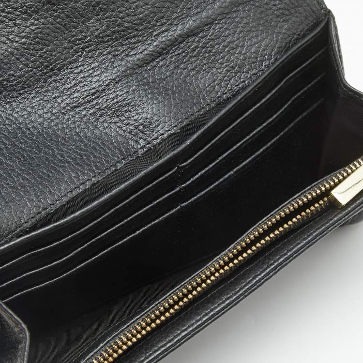 Pre Owned Tory Burch Black Leather Amanda Flap Continental Wallet