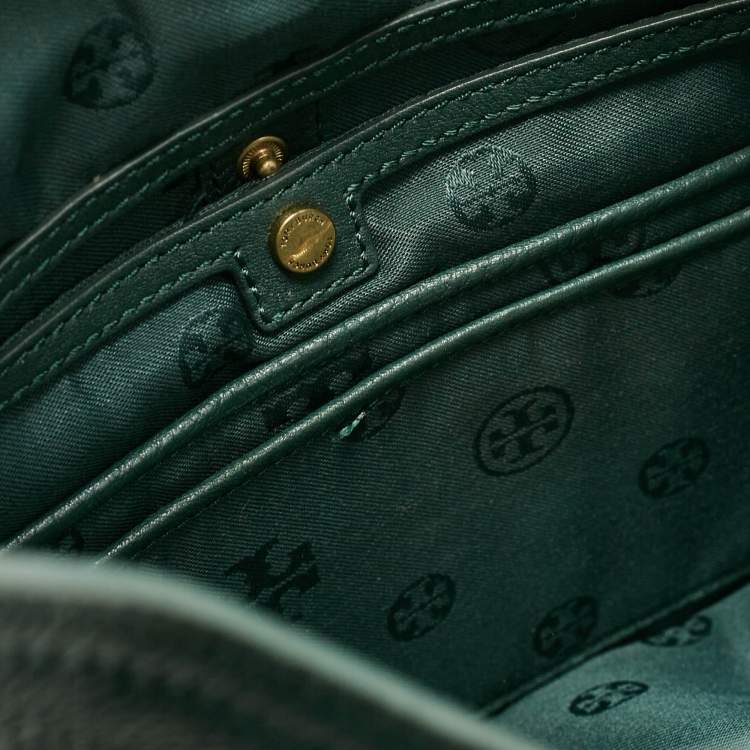 Pre Owned Tory Burch Dark Green Robinson Tassel Hobo