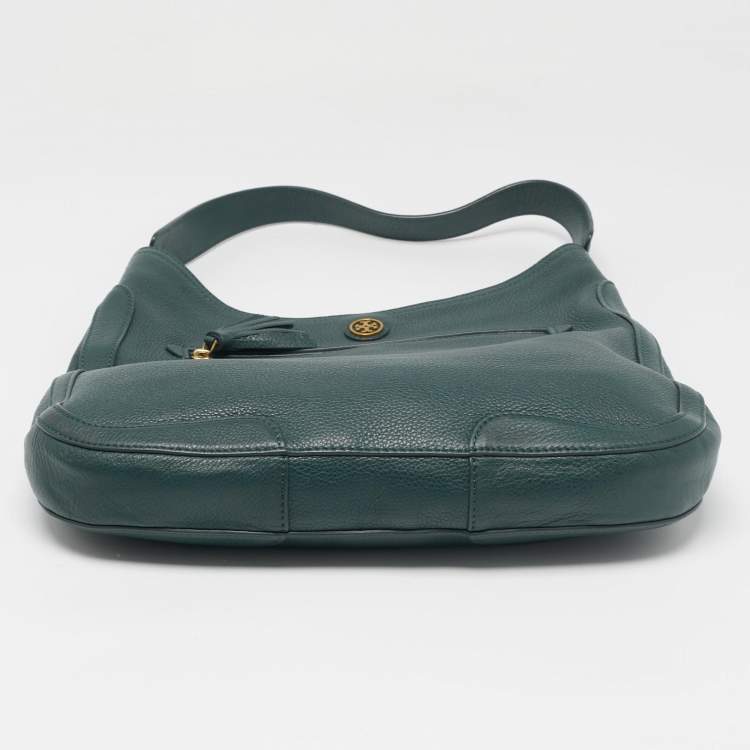Pre Owned Tory Burch Dark Green Robinson Tassel Hobo