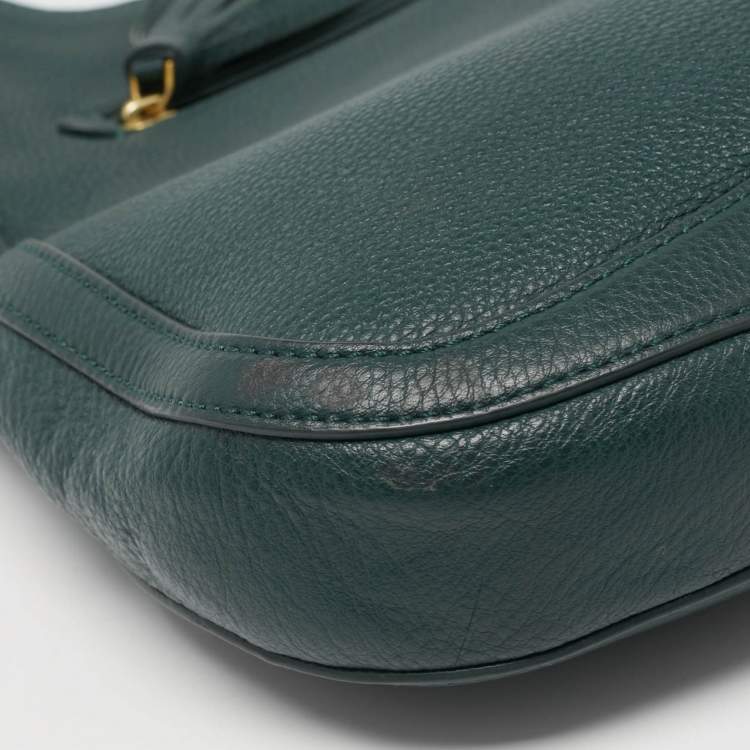 Pre Owned Tory Burch Dark Green Robinson Tassel Hobo