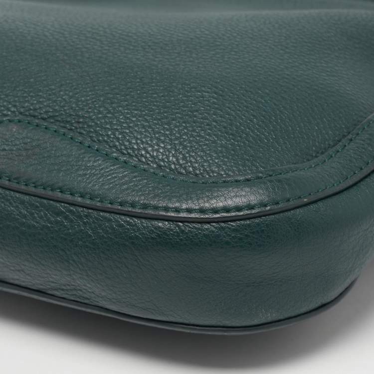 Pre Owned Tory Burch Dark Green Robinson Tassel Hobo