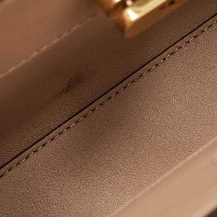 Pre Owned Tory Burch Beige Croc Embossed Leather Petite Lee Radziwill Top Handle Bag