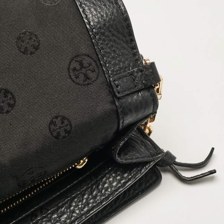 Pre Owned Tory Burch Black Leather Britten Flap Crossbody Bag