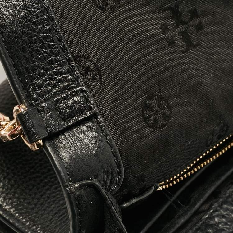 Pre Owned Tory Burch Black Leather Britten Flap Crossbody Bag