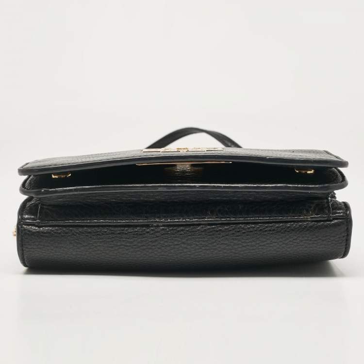 Pre Owned Tory Burch Black Leather Britten Flap Crossbody Bag