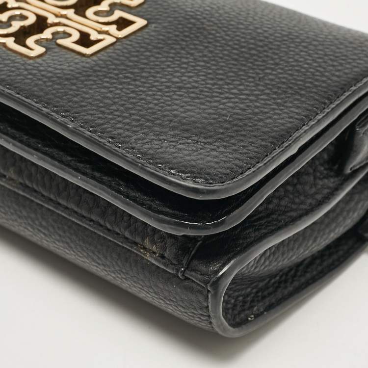 Pre Owned Tory Burch Black Leather Britten Flap Crossbody Bag