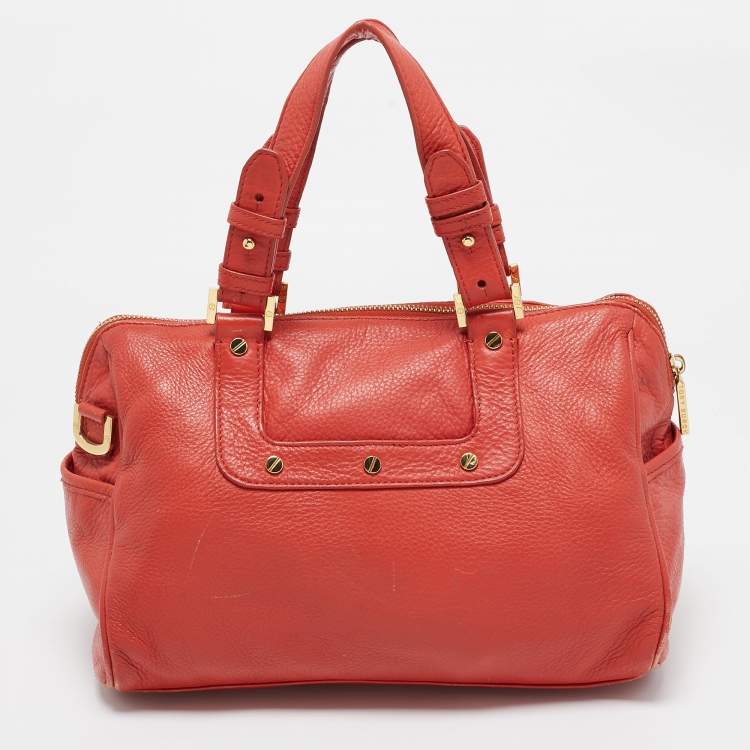 Pre Owned Tory Burch Orange Leather Amanda Satchel