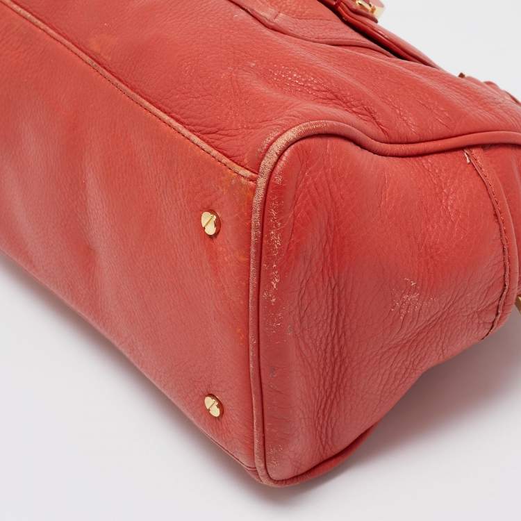 Pre Owned Tory Burch Orange Leather Amanda Satchel