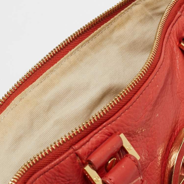Pre Owned Tory Burch Orange Leather Amanda Satchel