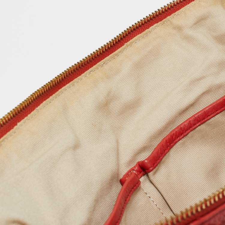 Pre Owned Tory Burch Orange Leather Amanda Satchel
