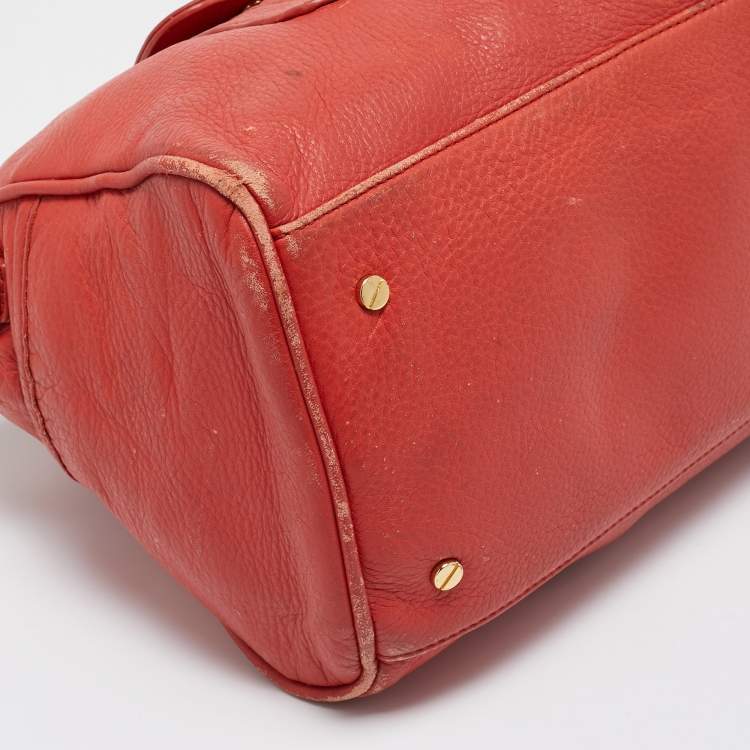 Pre Owned Tory Burch Orange Leather Amanda Satchel