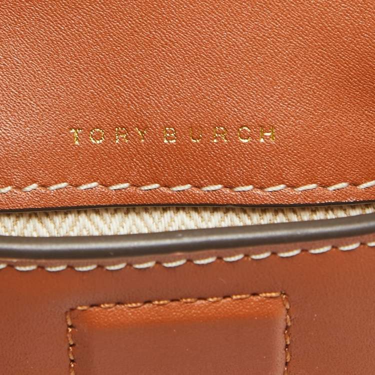 Pre Owned Tory Burch Brown Leather Miller Phone Crossbody Bag