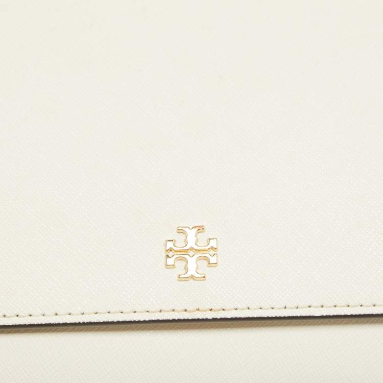 Pre Owned Tory Burch White Leather Emerson Wallet On Chain