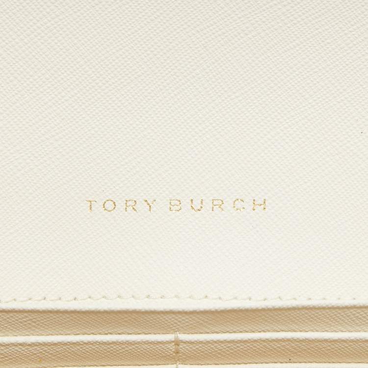 Pre Owned Tory Burch White Leather Emerson Wallet On Chain