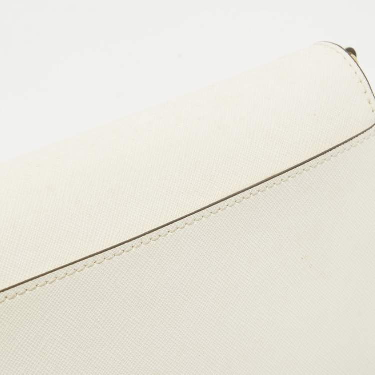 Pre Owned Tory Burch White Leather Emerson Wallet On Chain