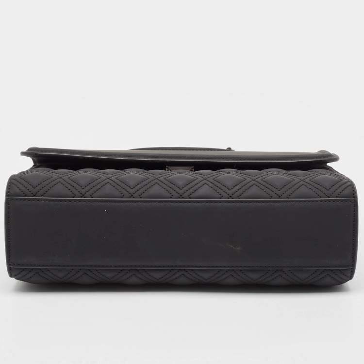مملوكة مسبقًا Tory Burch Matte Black Rubber Medium Fleming Shoulder Bag