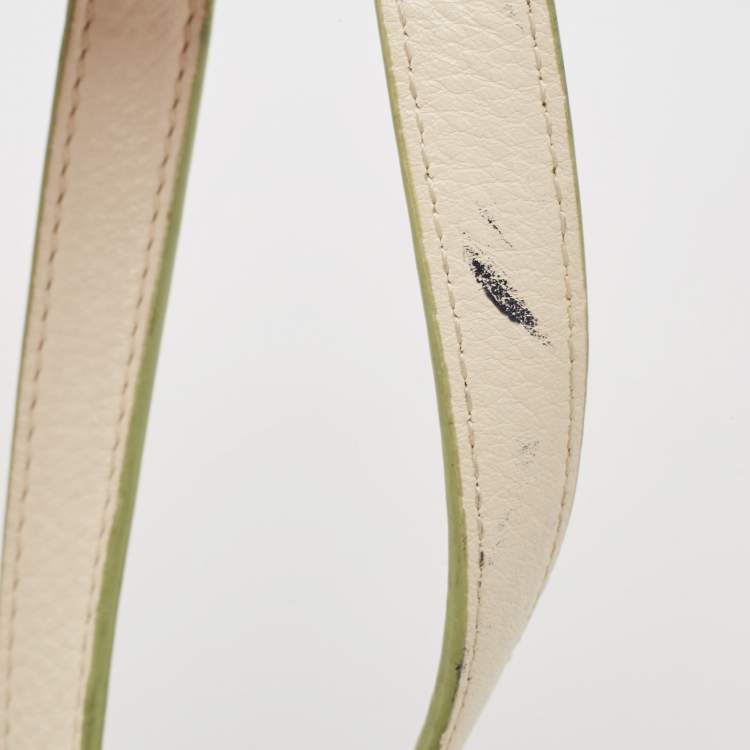 Pre Owned Tory Burch Off White Leather Side Pockets Satchel