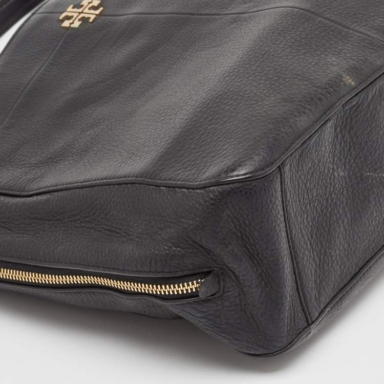 Pre Owned Tory Burch Black Leather Ivy Side Zip Tote