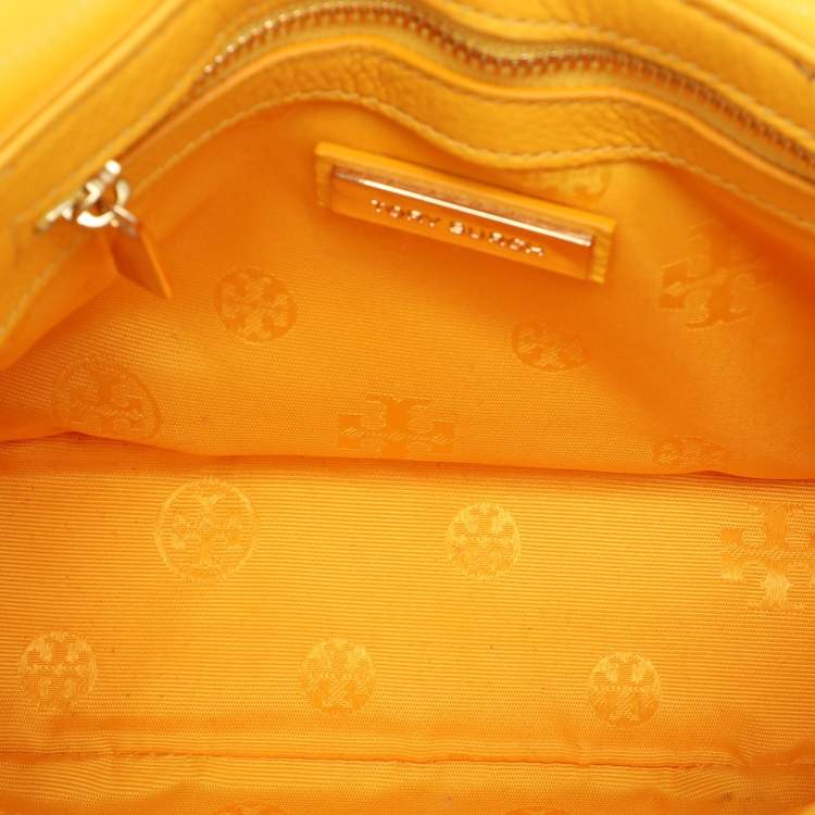 Pre Owned Tory Burch Yellow Leather Britten Shoulder Bag