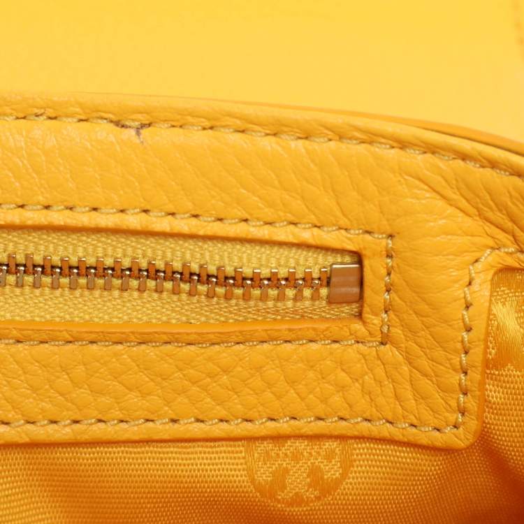 Pre Owned Tory Burch Yellow Leather Britten Shoulder Bag
