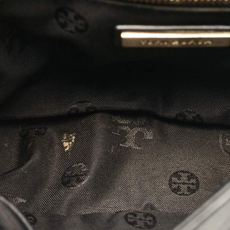 Pre Owned Tory Burch Black Leather Medium Fleming Shoulder Bag