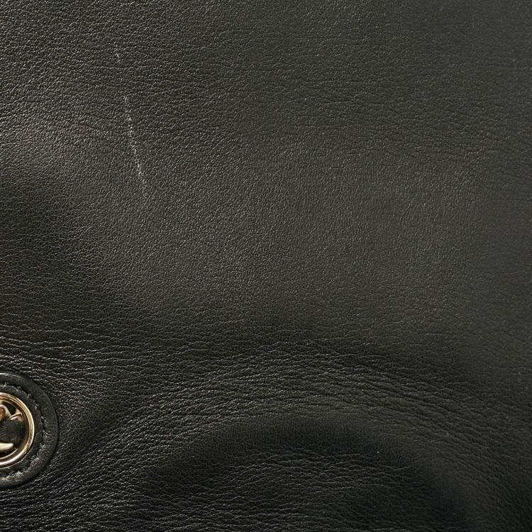 Pre Owned Tory Burch Black Leather Medium Fleming Shoulder Bag