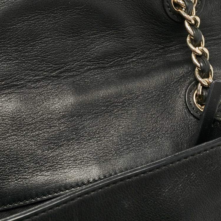 Pre Owned Tory Burch Black Leather Medium Fleming Shoulder Bag