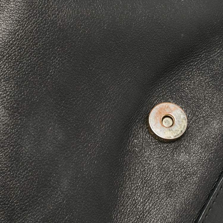 Pre Owned Tory Burch Black Leather Medium Fleming Shoulder Bag