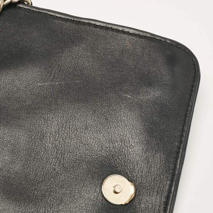 Pre Owned Tory Burch Black Leather Medium Fleming Shoulder Bag