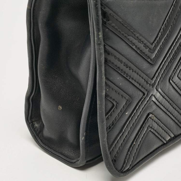 Pre Owned Tory Burch Black Leather Medium Fleming Shoulder Bag