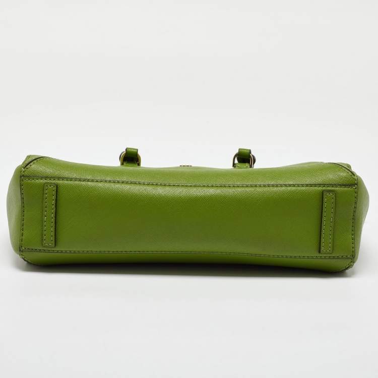 Pre Owned Tory Burch Green Saffiano Leather Robinson Tote