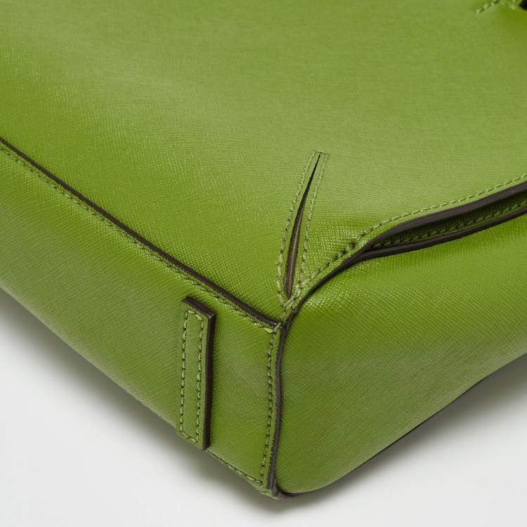 Pre Owned Tory Burch Green Saffiano Leather Robinson Tote