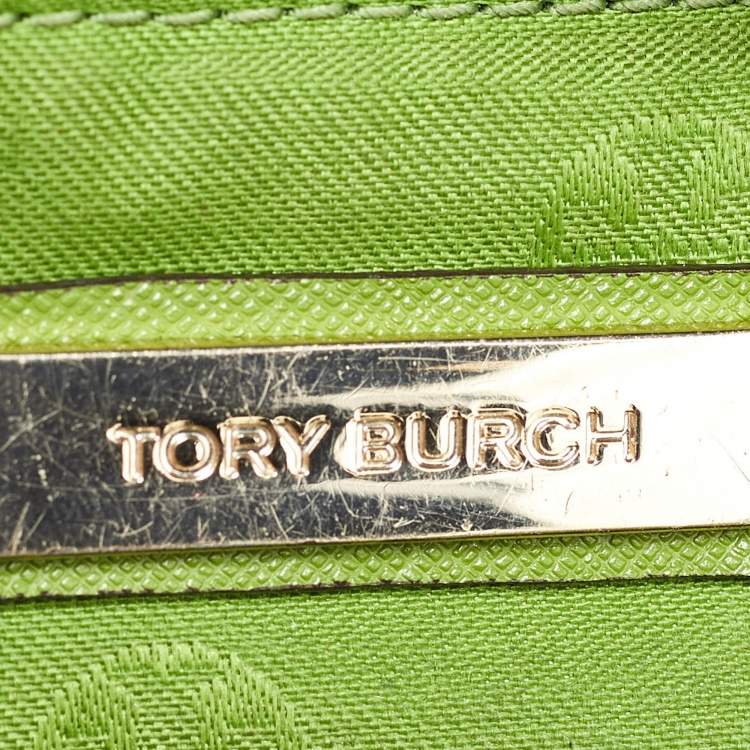 Pre Owned Tory Burch Green Saffiano Leather Robinson Tote