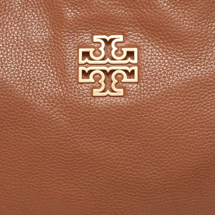 Pre Owned Tory Burch Brown Leather Small Britten Slouchy Tote