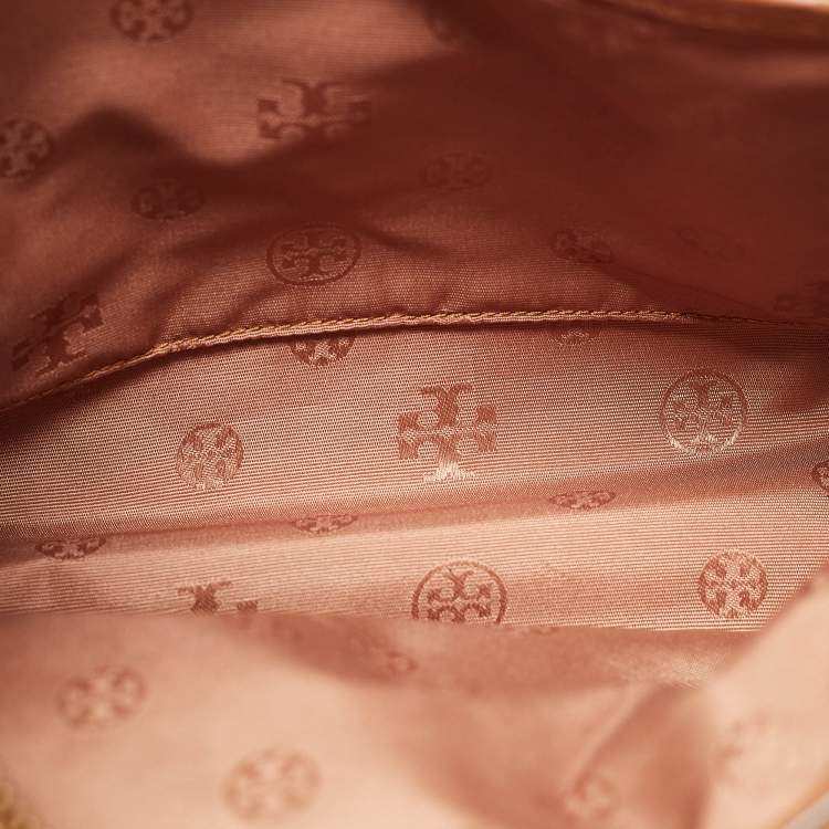 Pre Owned Tory Burch Brown Leather Small Britten Slouchy Tote