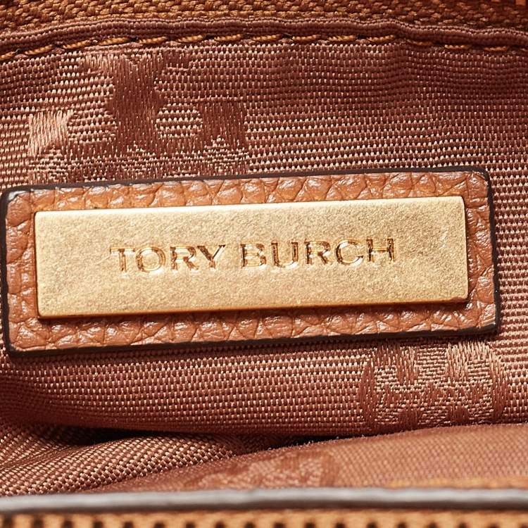 Pre Owned Tory Burch Brown Leather Small Britten Slouchy Tote