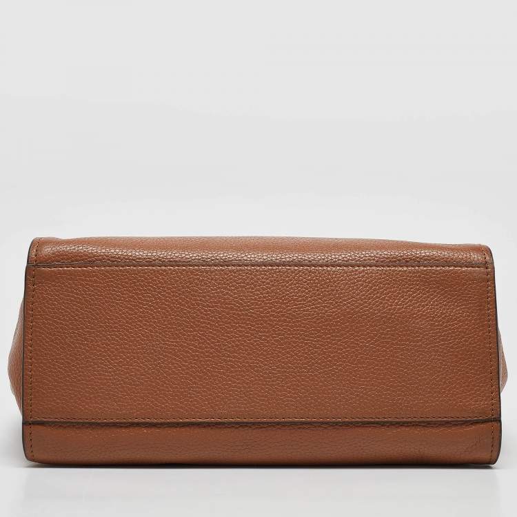 Pre Owned Tory Burch Brown Leather Small Britten Slouchy Tote