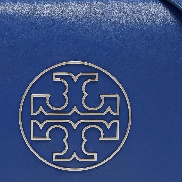 Pre Owned Tory Burch Blue Leather Miller Flap Crossbody Bag