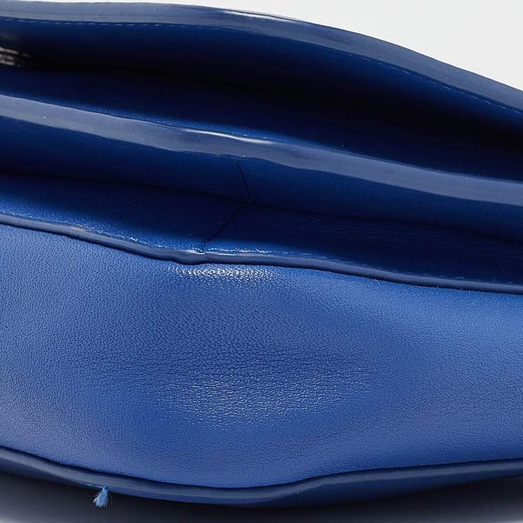 Pre Owned Tory Burch Blue Leather Miller Flap Crossbody Bag