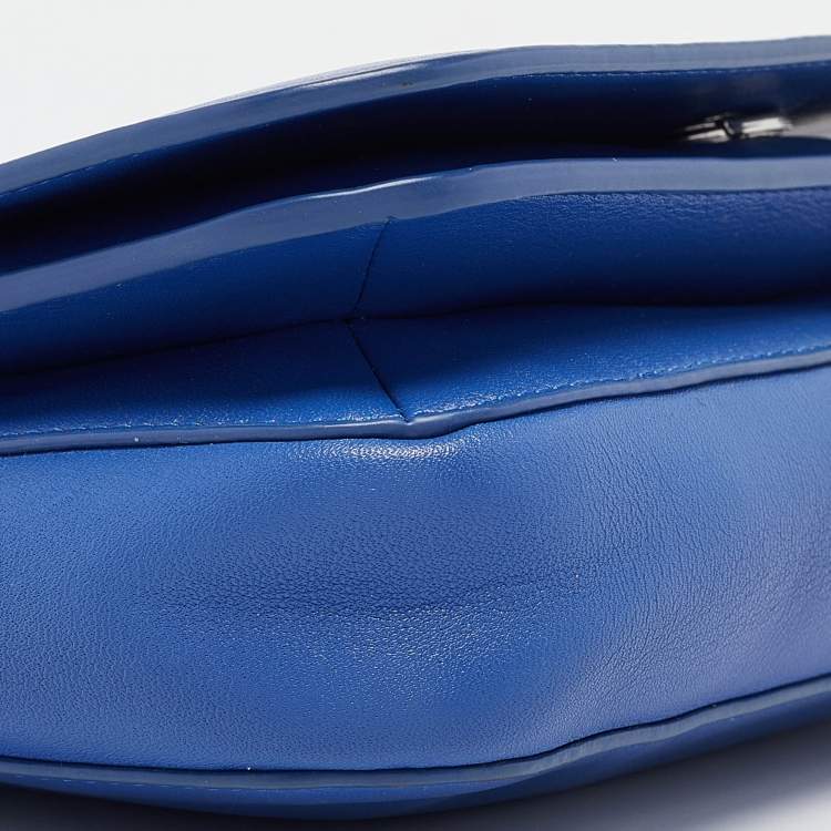 Pre Owned Tory Burch Blue Leather Miller Flap Crossbody Bag