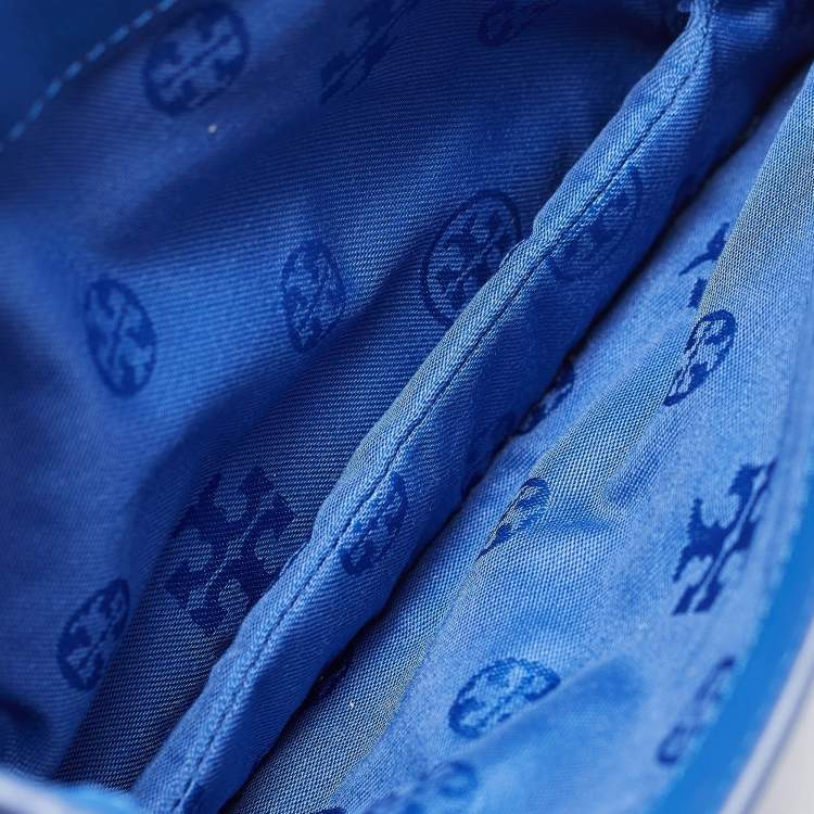 Pre Owned Tory Burch Blue Leather Miller Flap Crossbody Bag